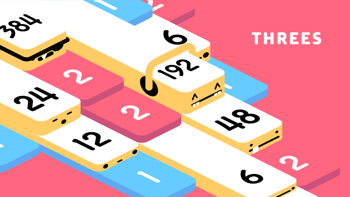 Threes gameplay board and score run