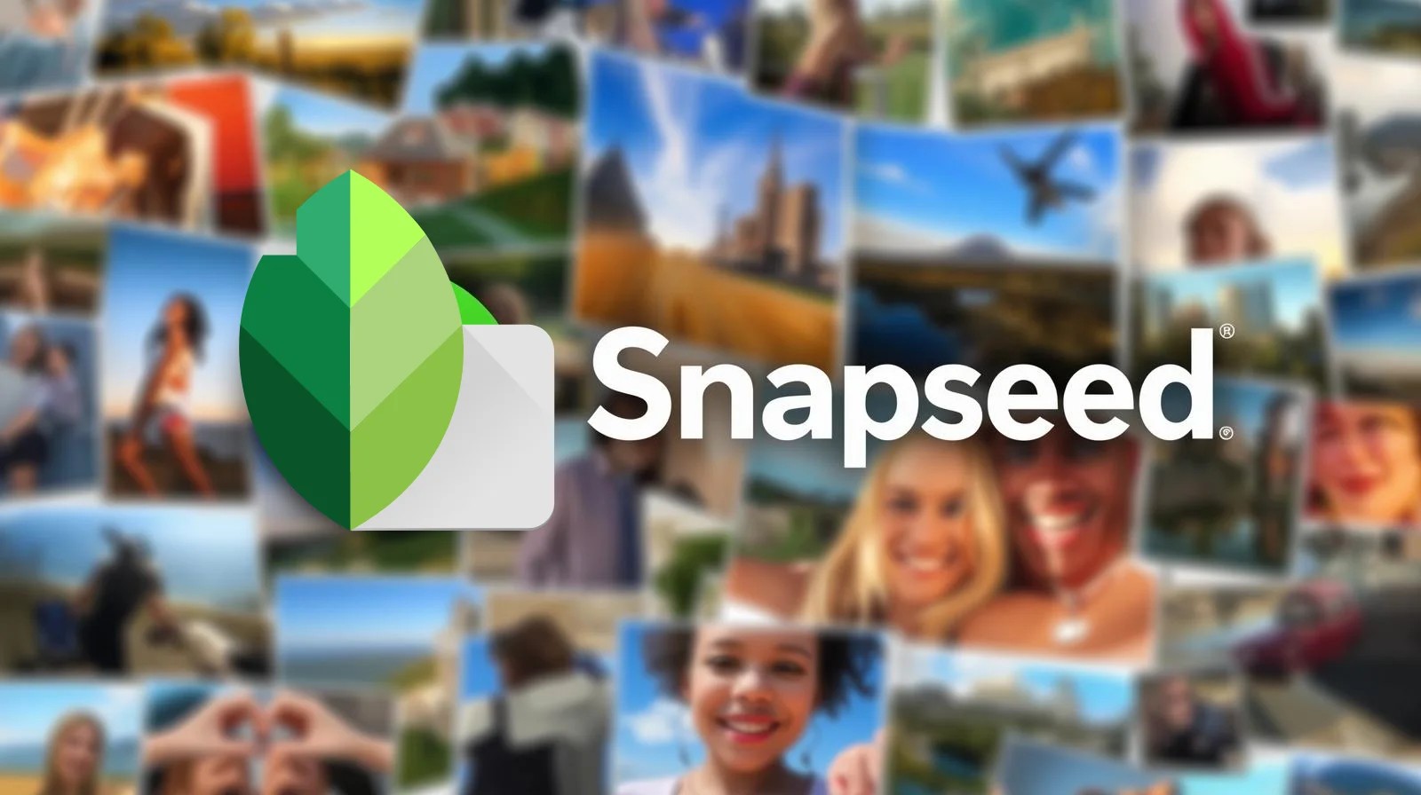Snapseed home screen and editing workspace